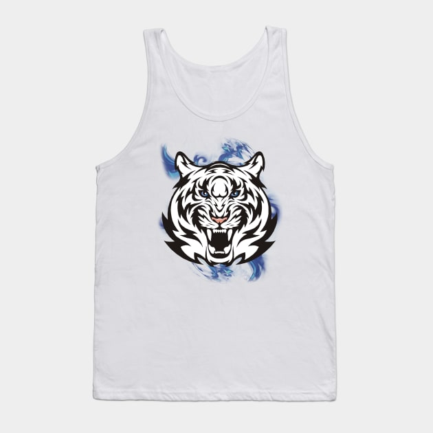 White Tiger with Blue Eyes Tank Top by Pixels Pantry